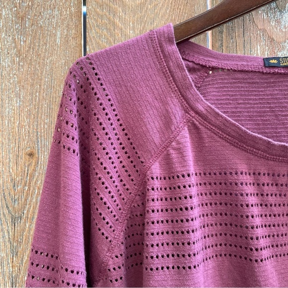 ENERGY ZONE Women's Plum Perforated Stripe Long Sleeve Top Size 3X - Picture 3 of 9